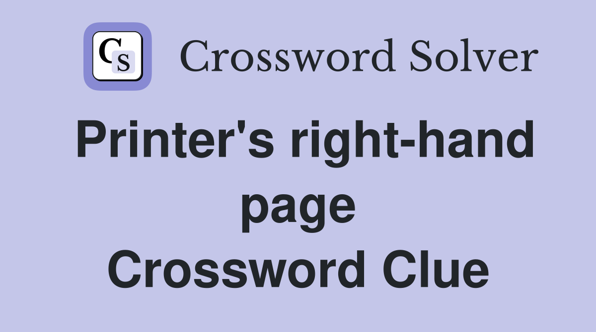 Printer's right-hand page Crossword Clue