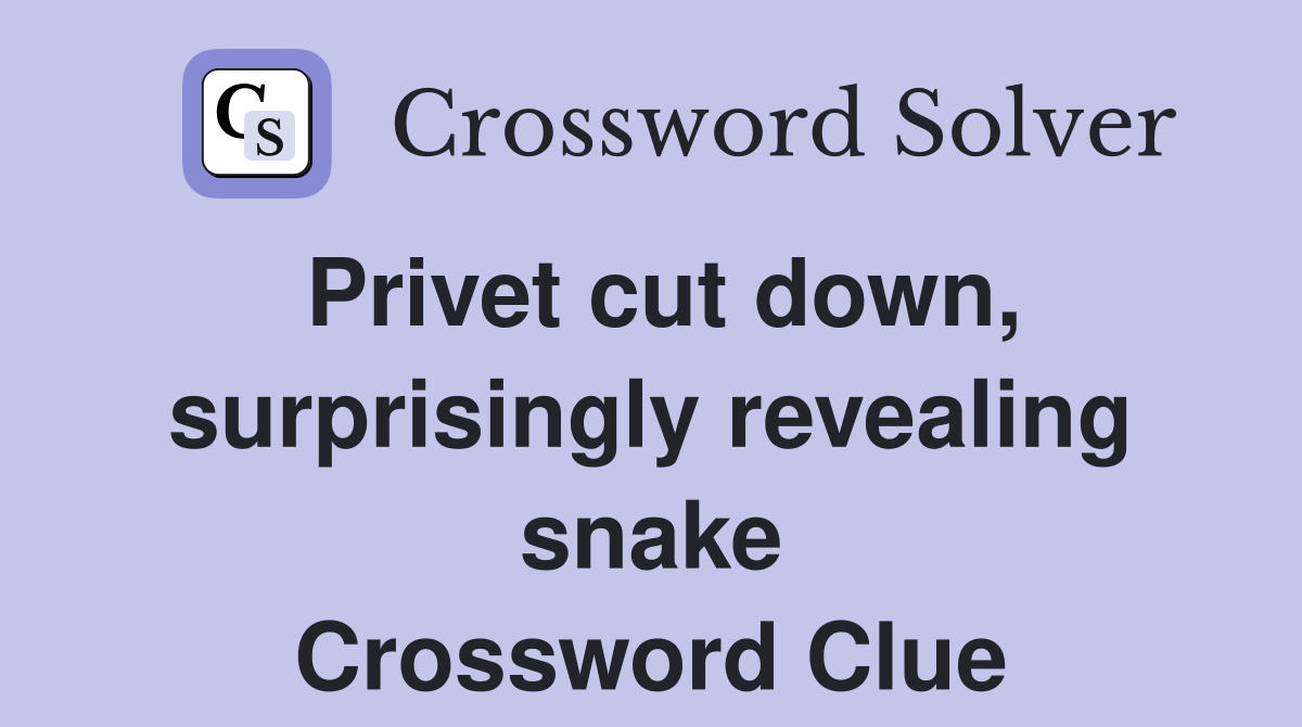 Privet cut down, surprisingly revealing snake Crossword Clue