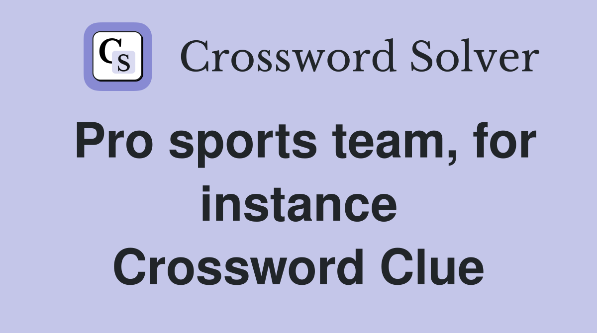 Pro sports team, for instance Crossword Clue