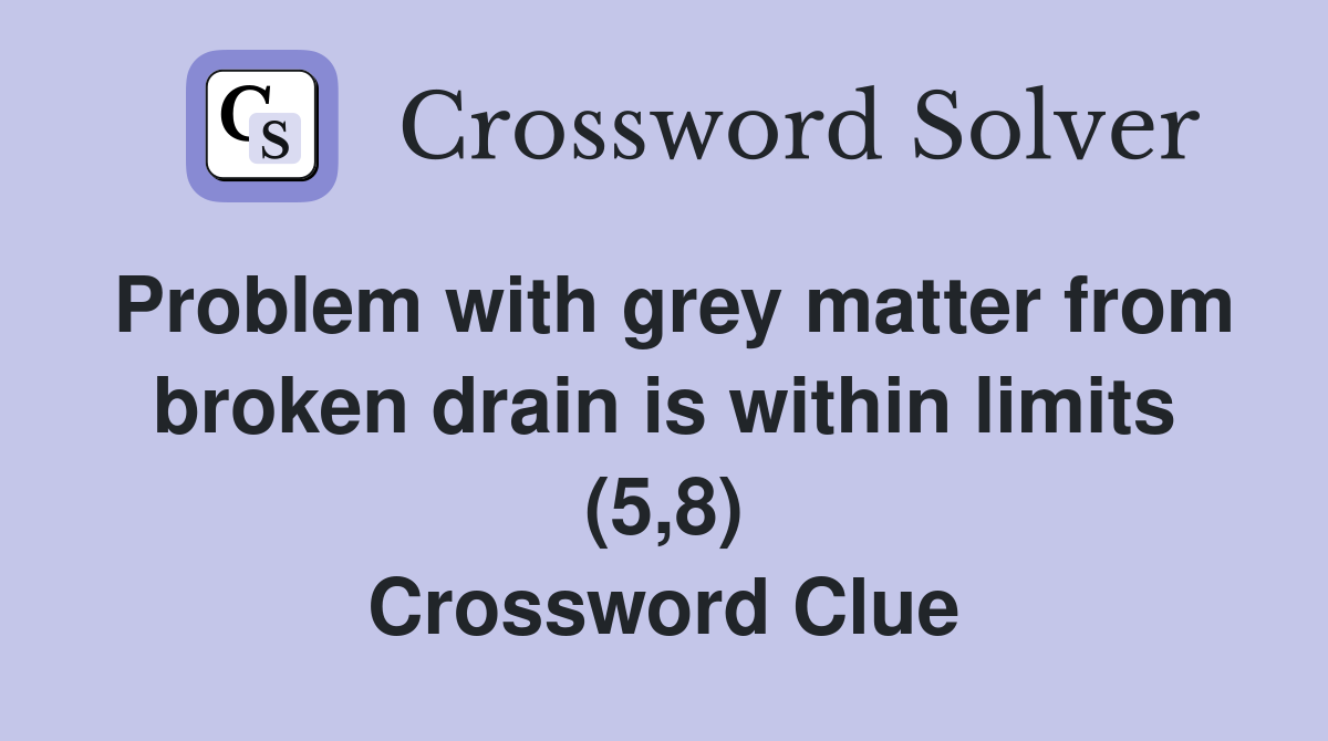 Problem with grey matter from broken drain is within limits (5,8) Crossword Clue