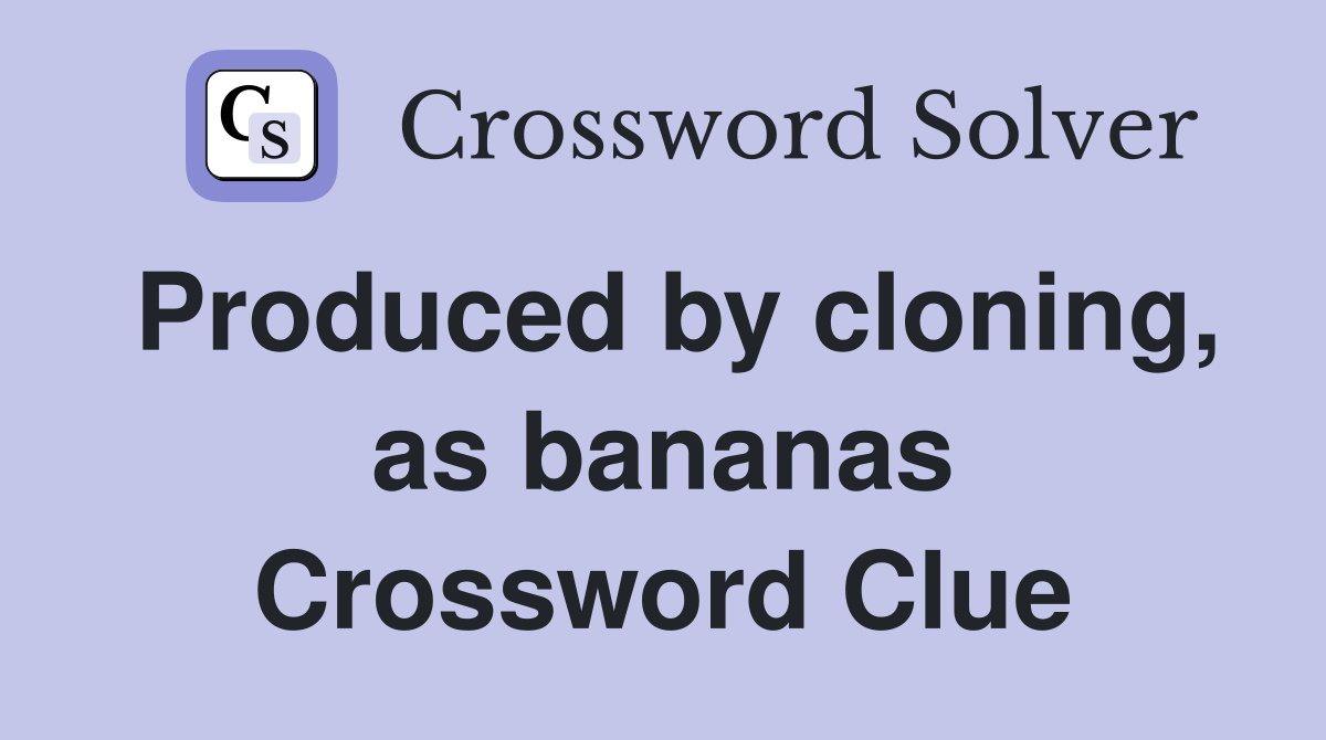 Produced by cloning, as bananas Crossword Clue