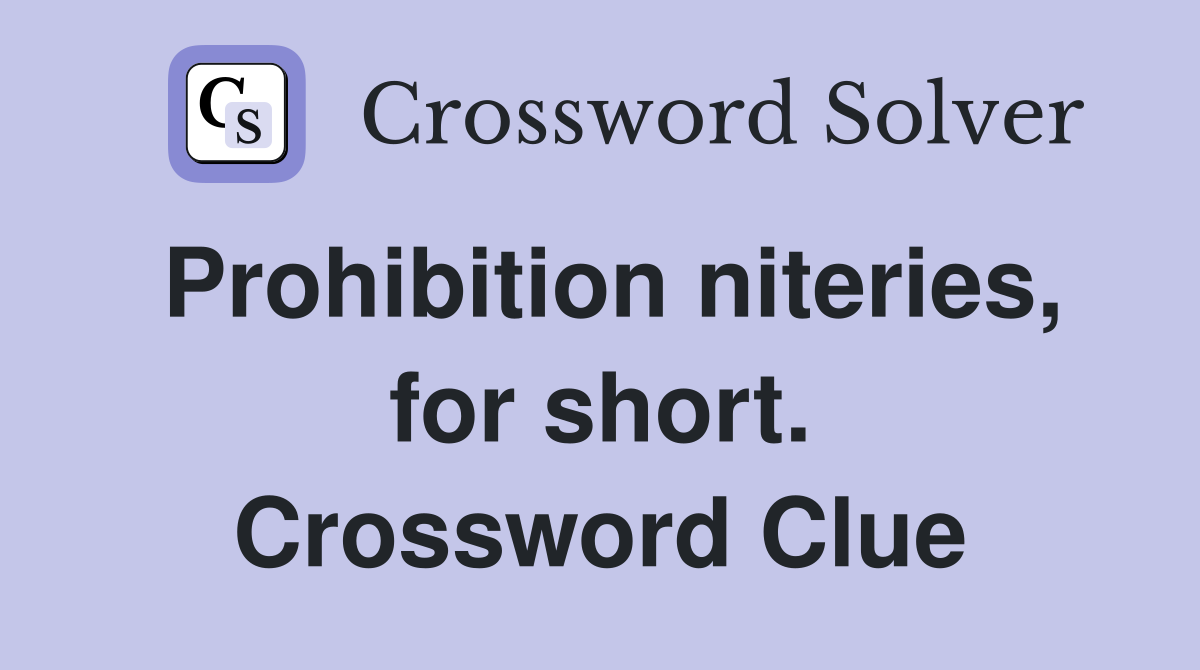 Prohibition niteries, for short. Crossword Clue