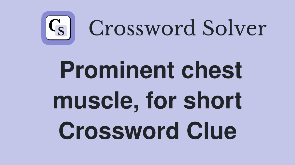 Prominent chest muscle, for short Crossword Clue