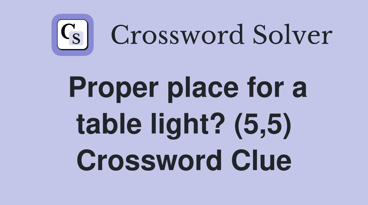 Proper place for a table light? (5,5) Crossword Clue