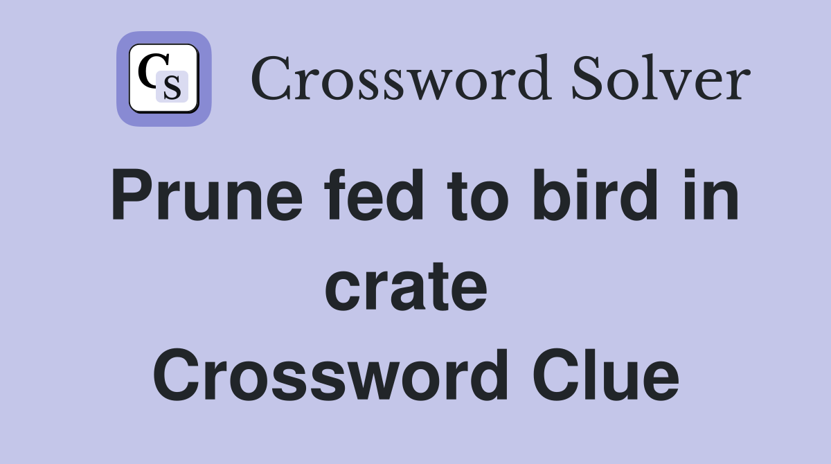 Prune fed to bird in crate  Crossword Clue