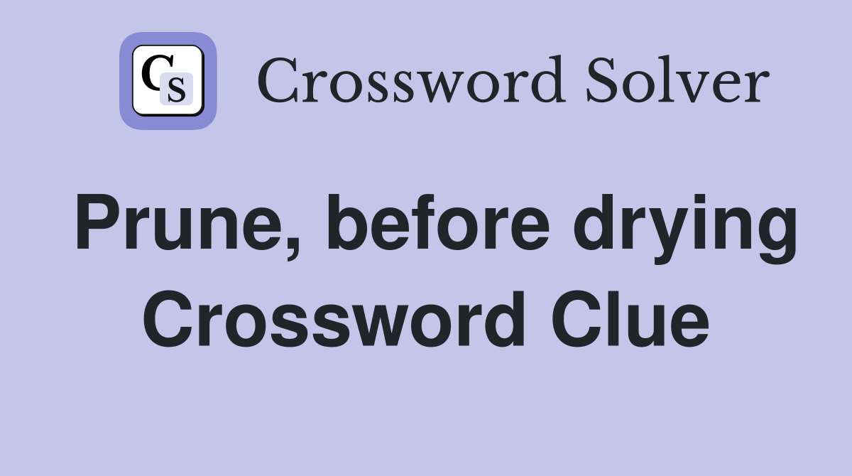 Prune, before drying Crossword Clue