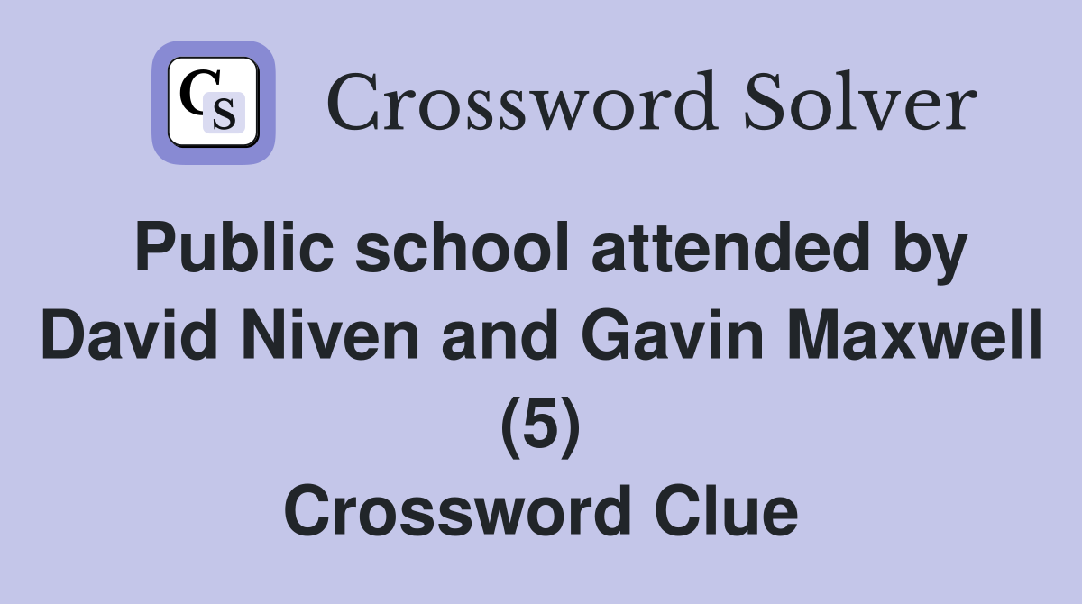 Public school attended by David Niven and Gavin Maxwell (5) Crossword Clue