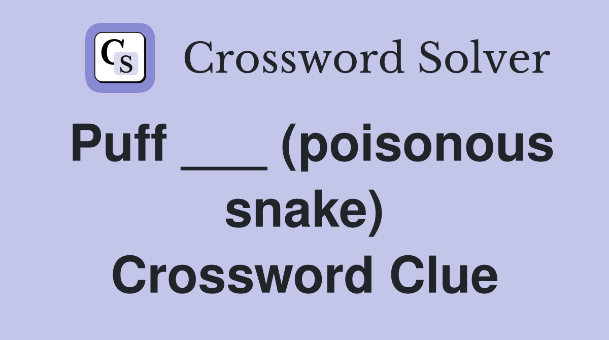 Puff ___ (poisonous snake) Crossword Clue