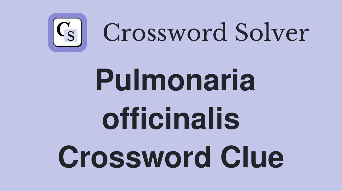 Pulmonaria officinalis Crossword Clue