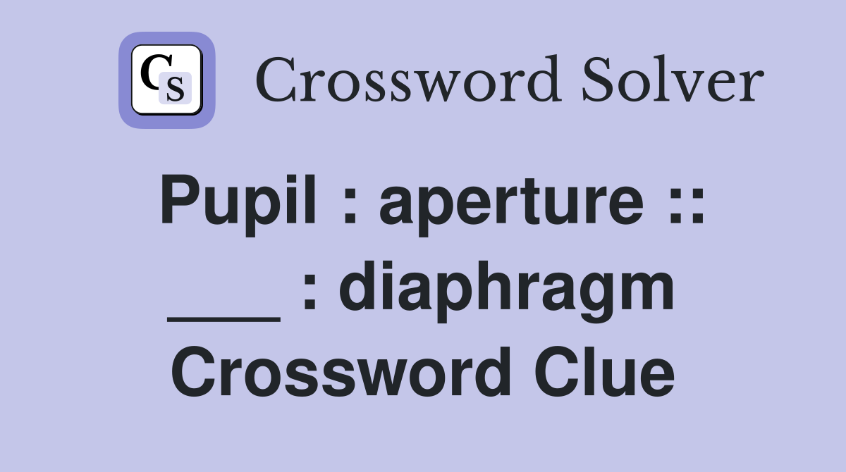 Pupil : aperture :: ___ : diaphragm Crossword Clue