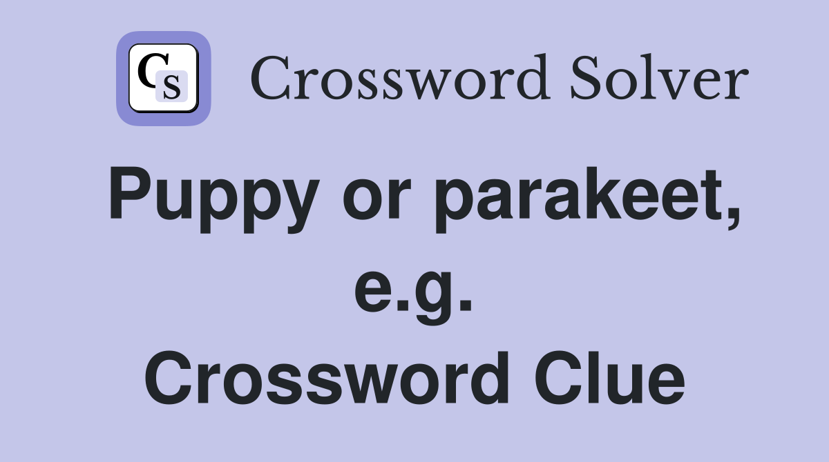 Puppy or parakeet, e.g. Crossword Clue