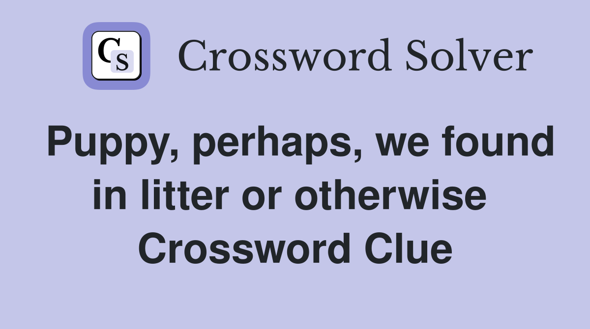 Puppy, perhaps, we found in litter or otherwise  Crossword Clue
