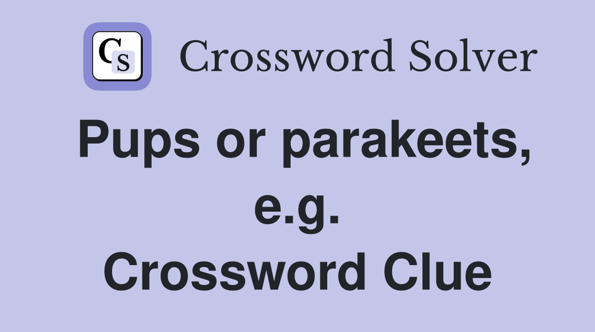 Pups or parakeets, e.g. Crossword Clue