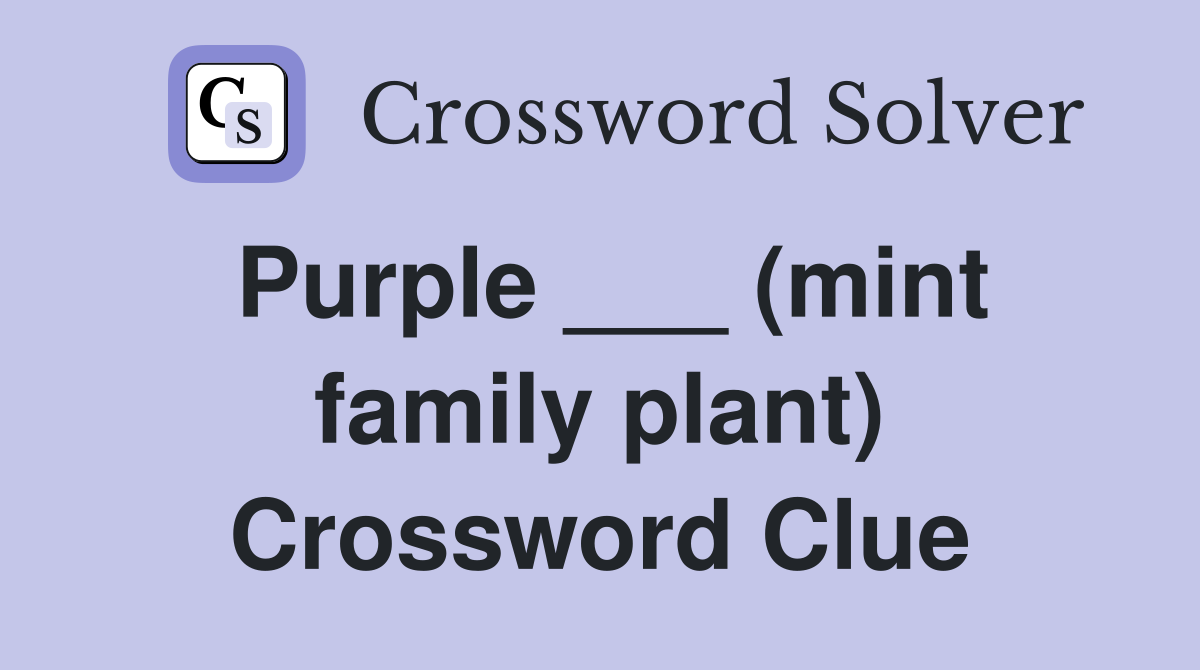 Purple ___ (mint family plant) Crossword Clue