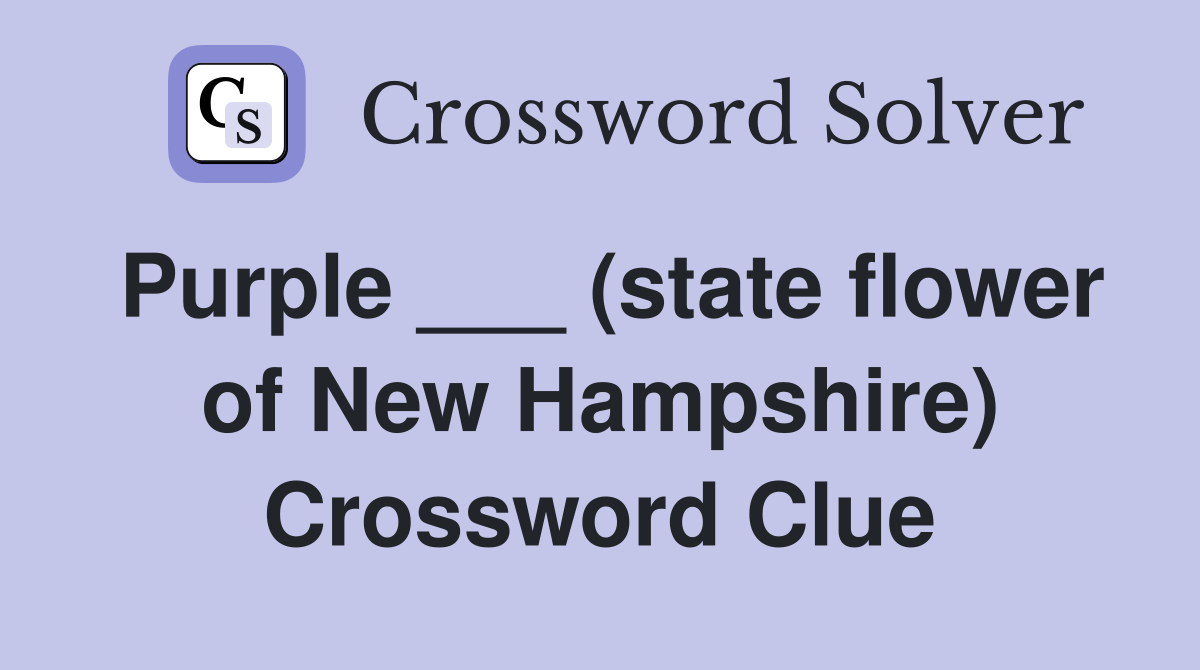 Purple ___ (state flower of New Hampshire) Crossword Clue