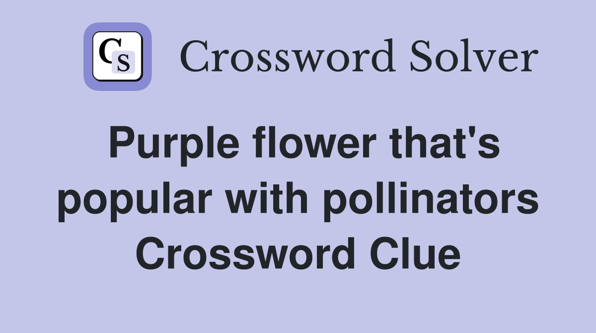 Purple flower that's popular with pollinators Crossword Clue