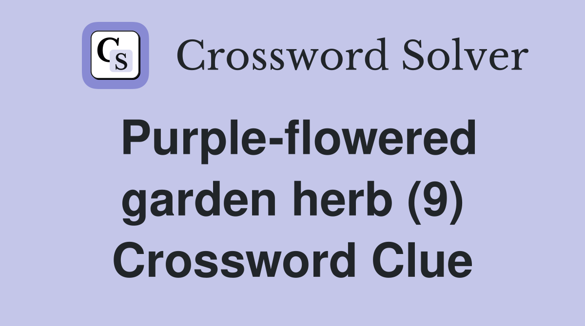 Purple-flowered garden herb (9) Crossword Clue