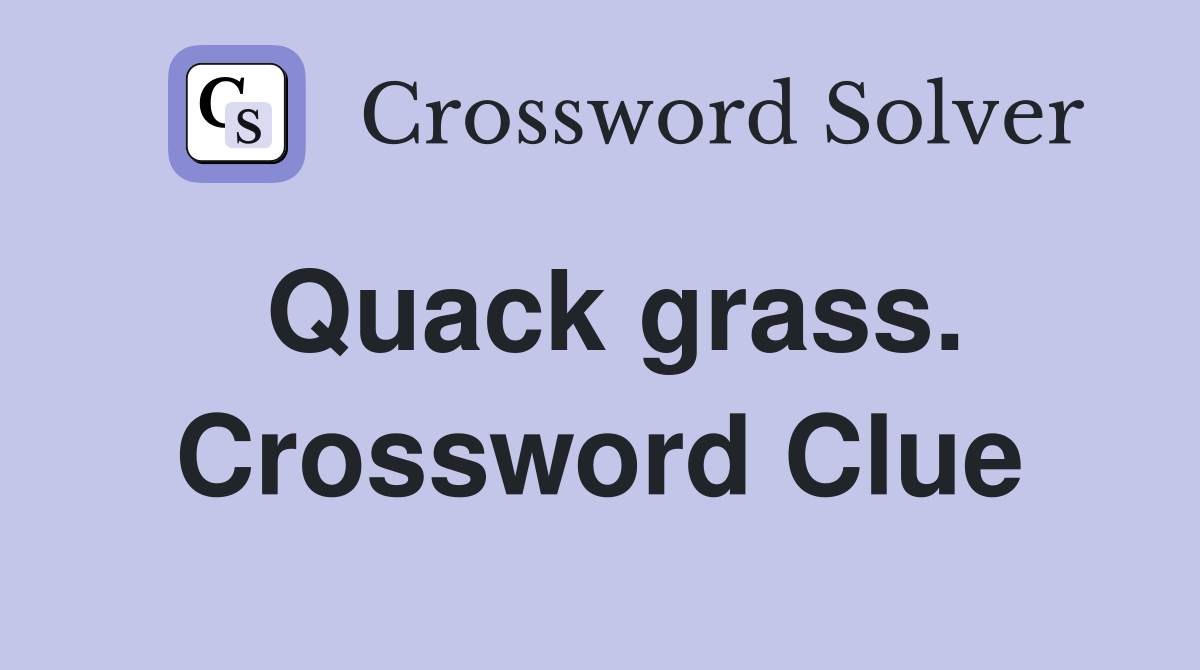 Quack grass. Crossword Clue