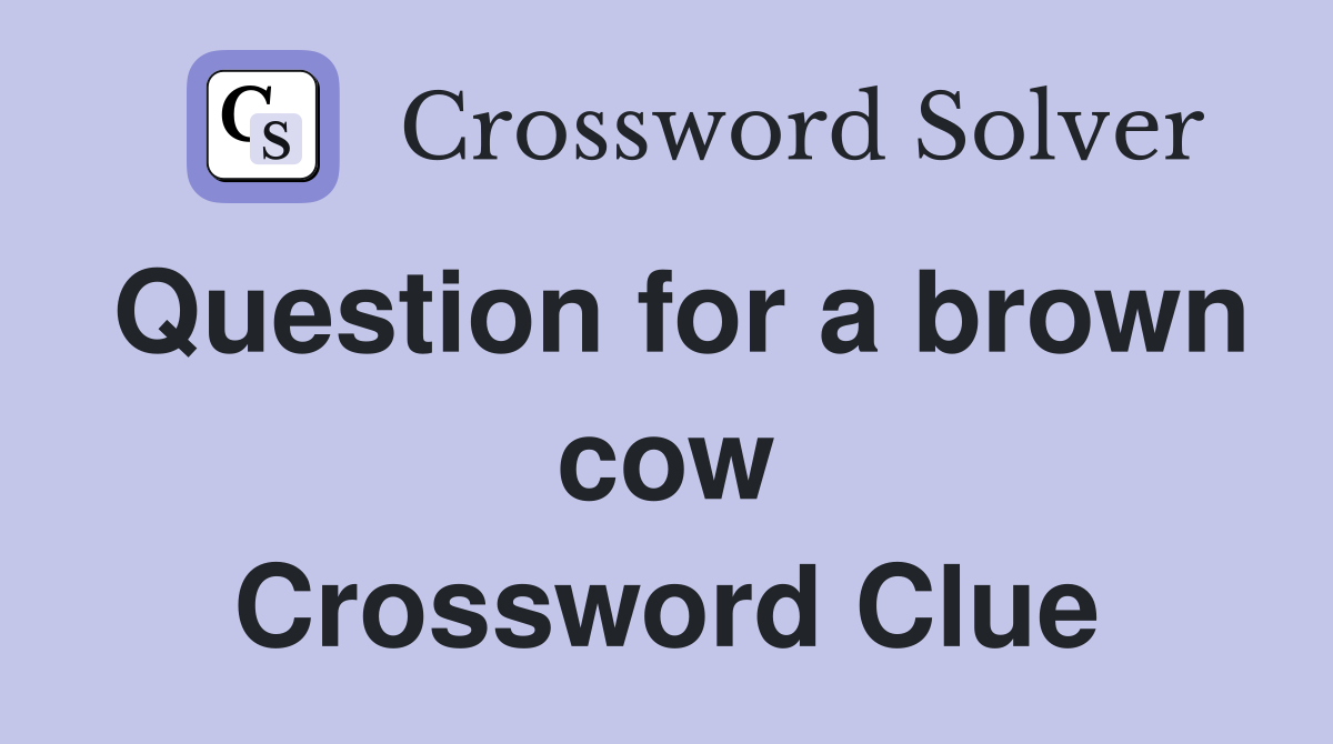 Question for a brown cow Crossword Clue