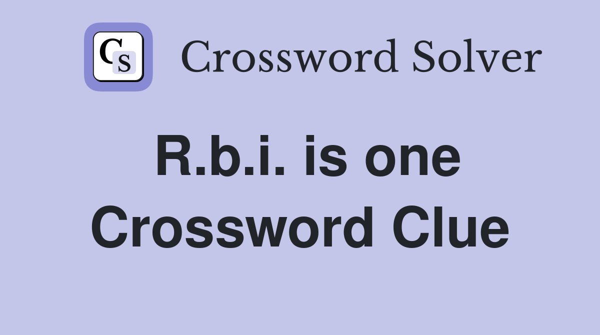 R.b.i. is one Crossword Clue