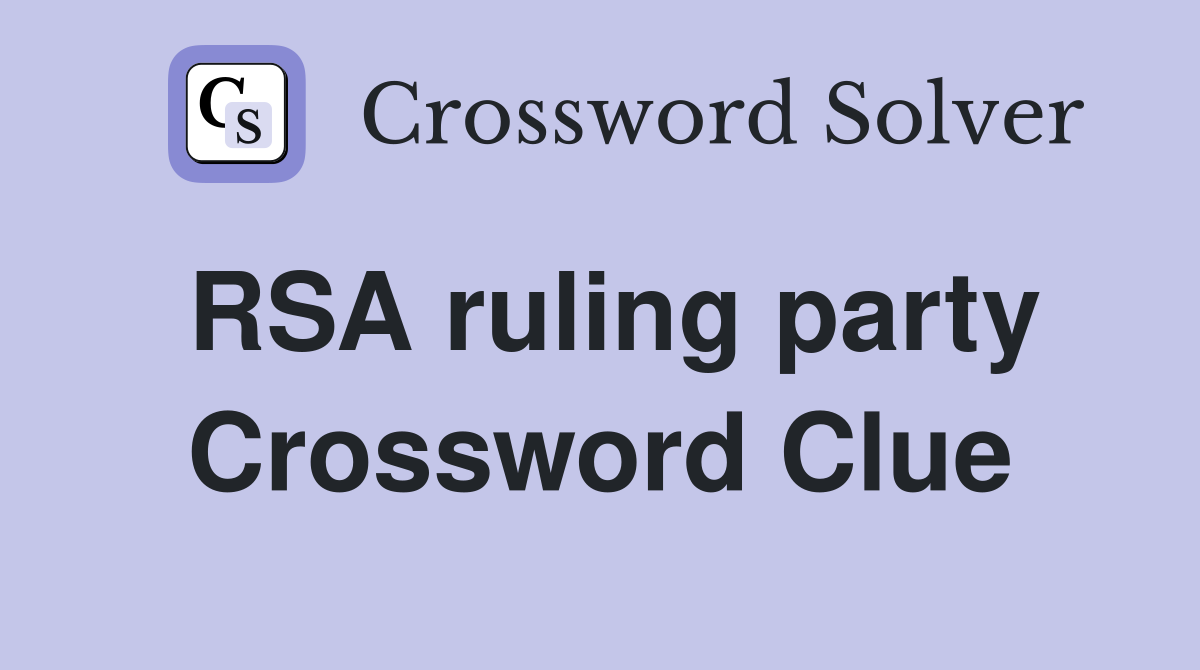 RSA ruling party Crossword Clue