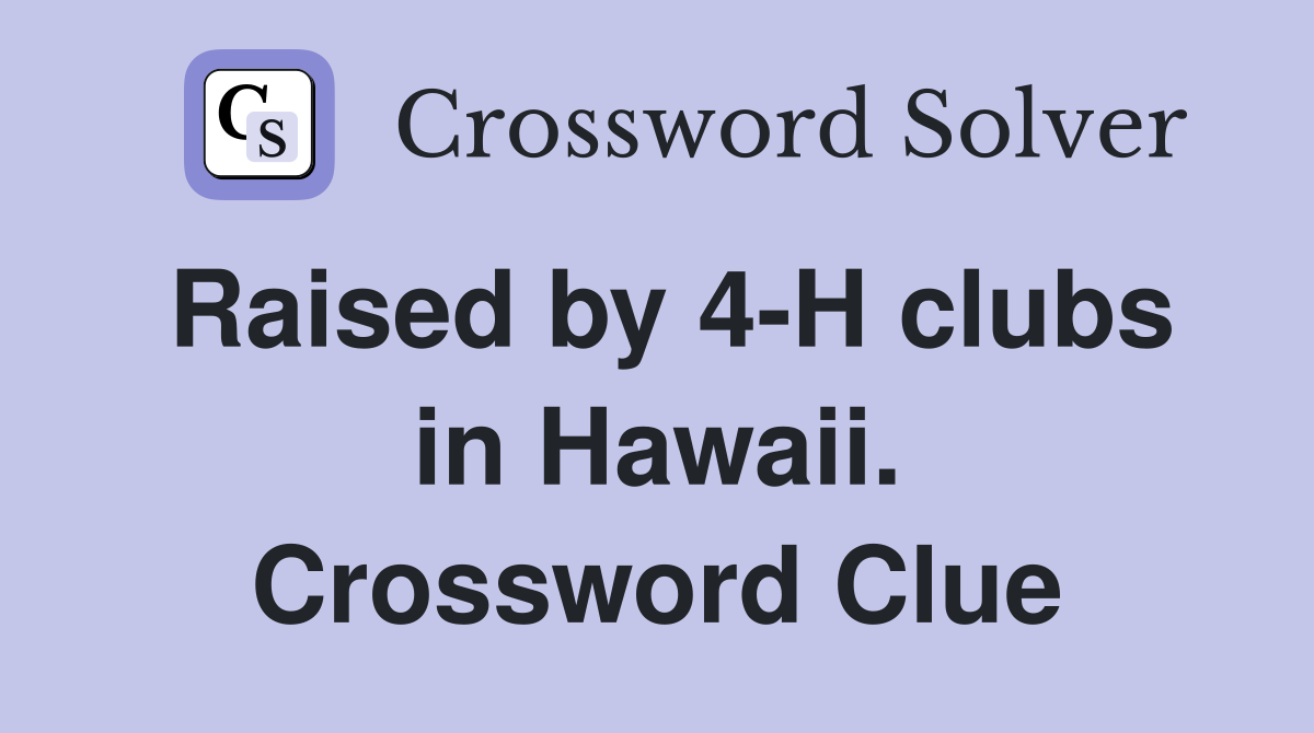 Raised by 4-H clubs in Hawaii. Crossword Clue
