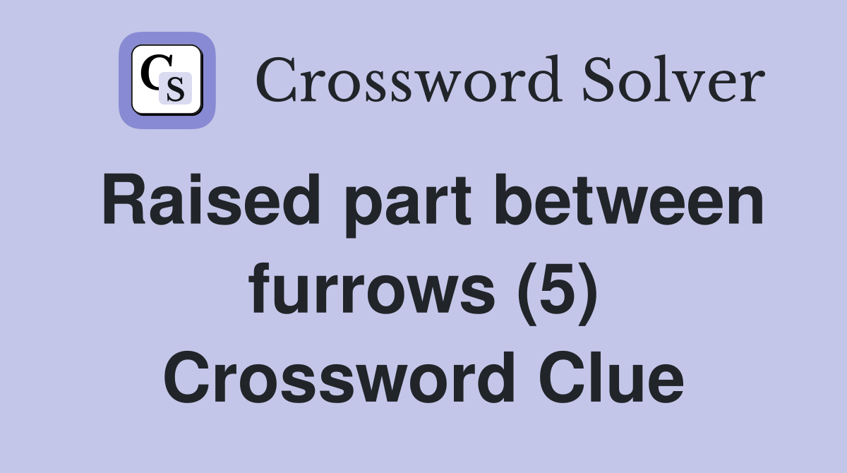 Raised part between furrows (5) Crossword Clue