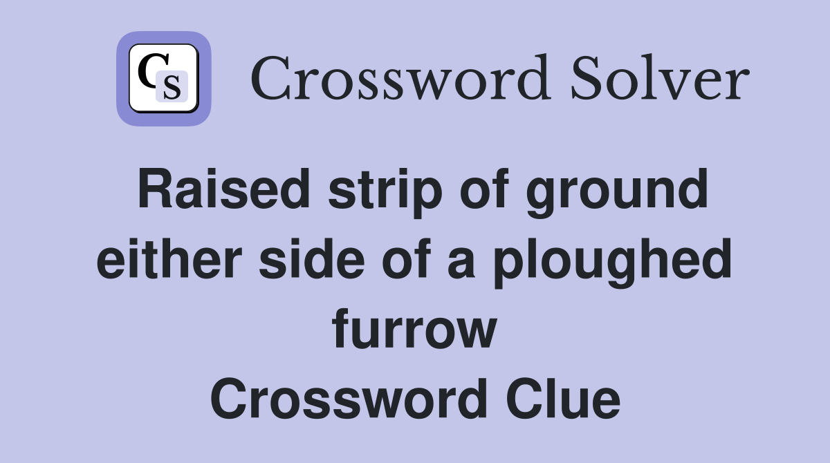 Raised strip of ground either side of a ploughed furrow Crossword Clue