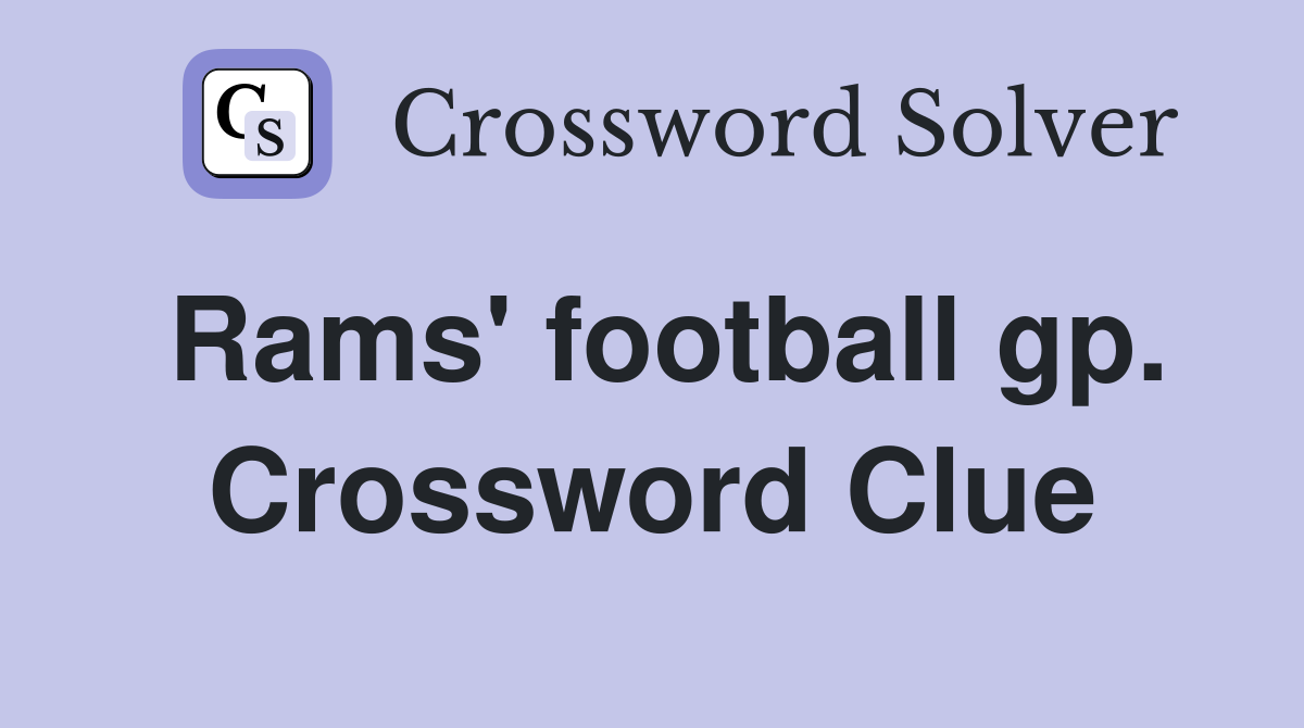 Rams' football gp. Crossword Clue