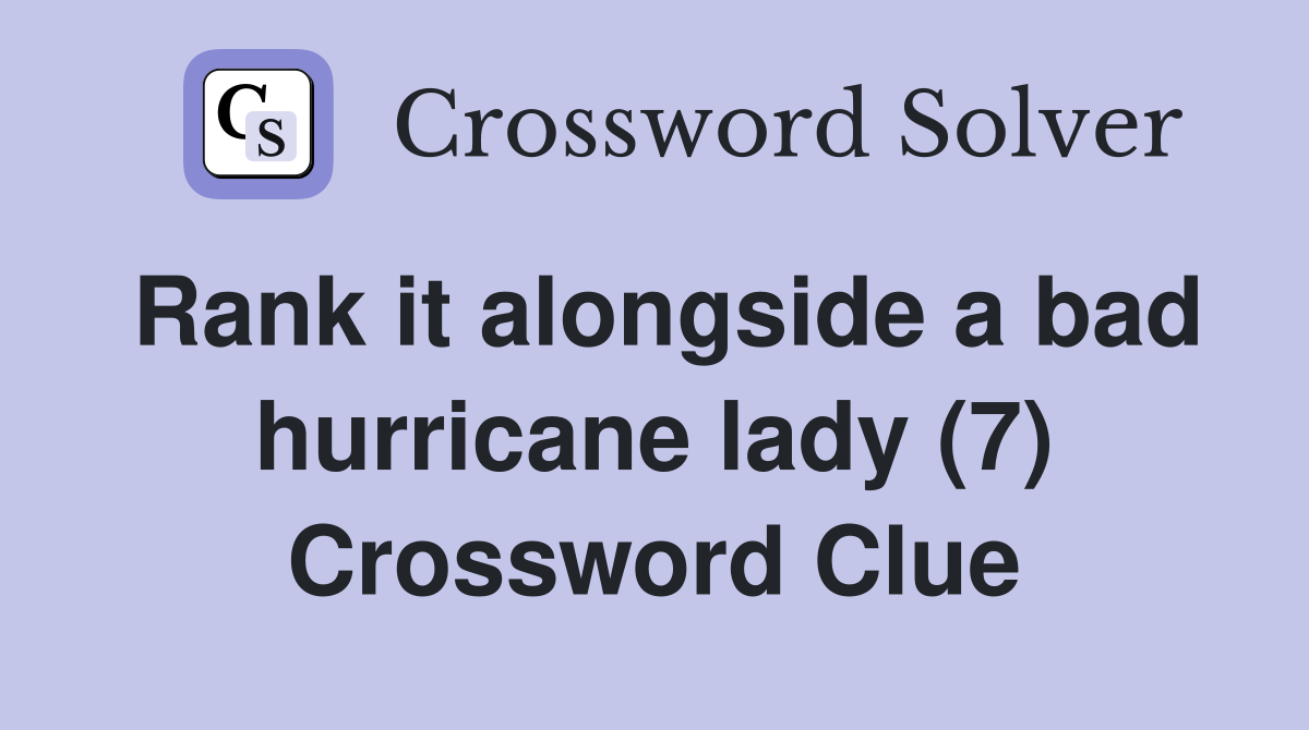 Rank it alongside a bad hurricane lady (7) Crossword Clue