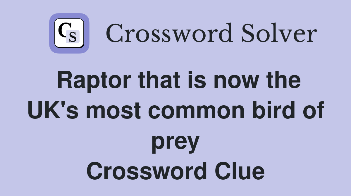 Raptor that is now the UK's most common bird of prey Crossword Clue
