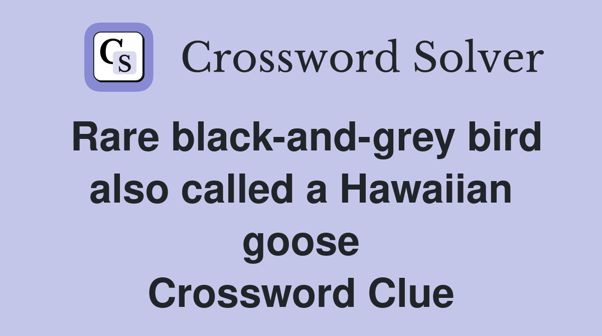 Rare black-and-grey bird also called a Hawaiian goose Crossword Clue