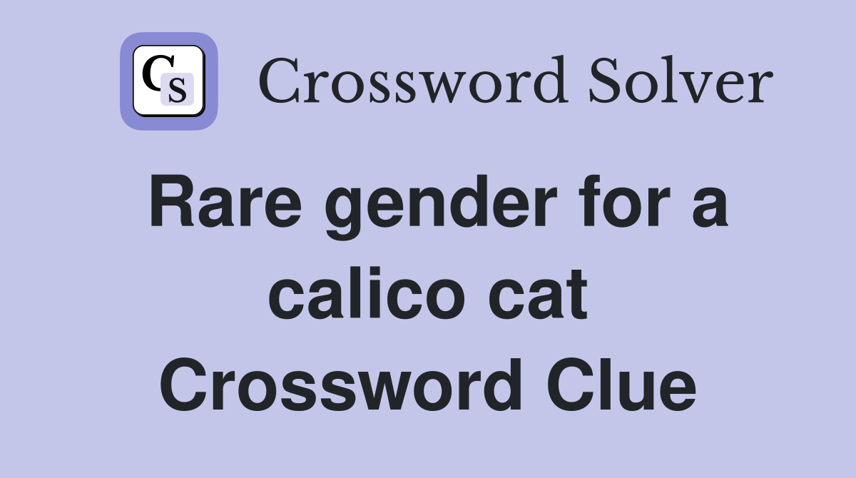 Rare gender for a calico cat Crossword Clue