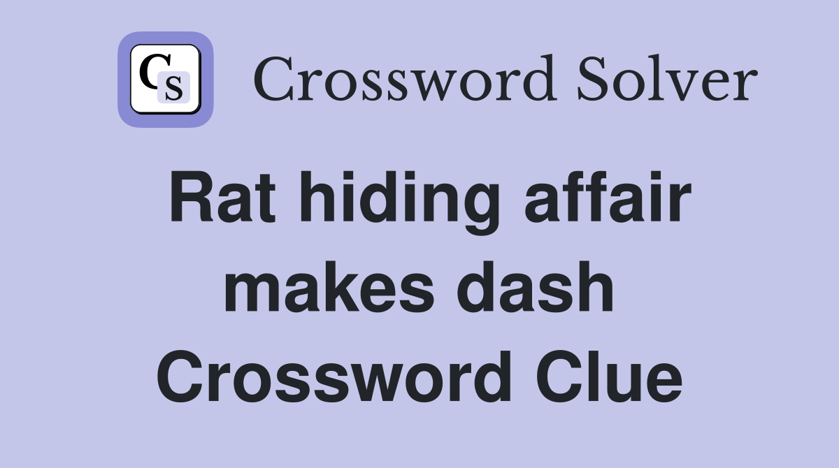 Rat hiding affair makes dash Crossword Clue
