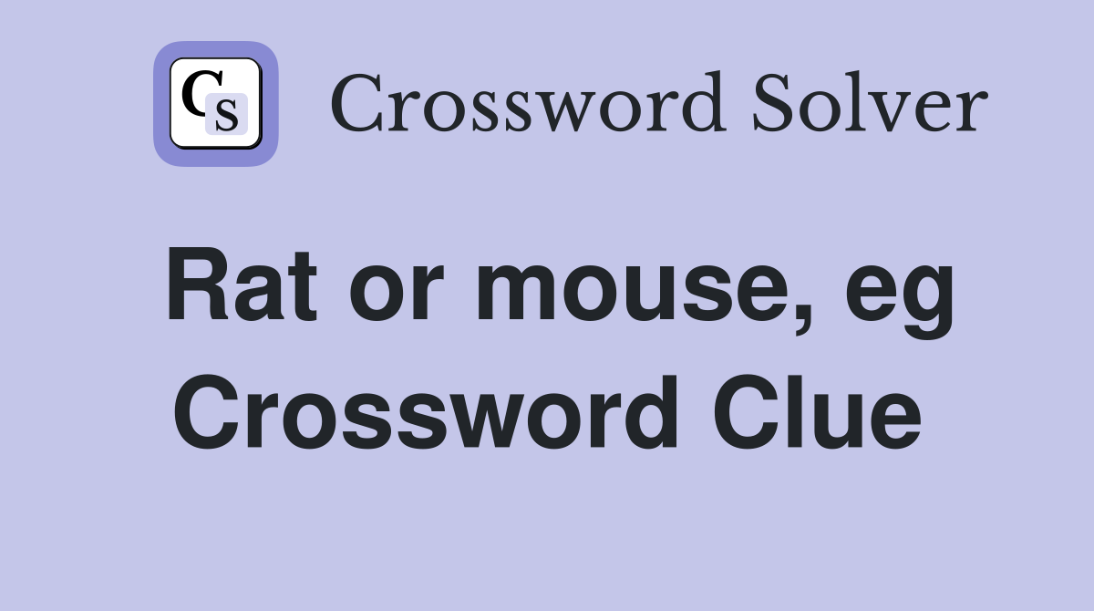 Rat or mouse, eg Crossword Clue