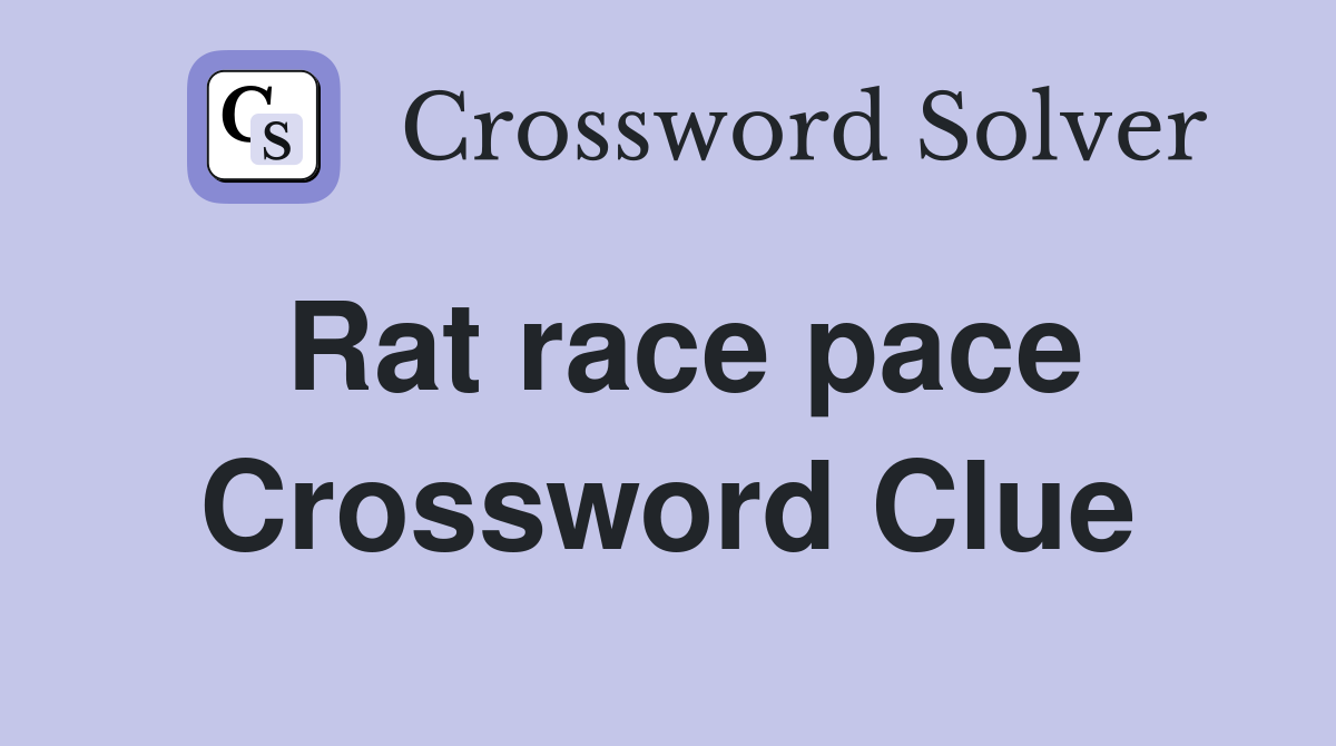 Rat race pace Crossword Clue