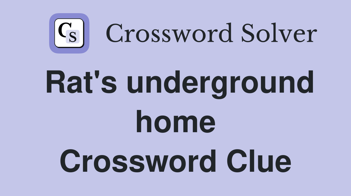 Rat's underground home Crossword Clue