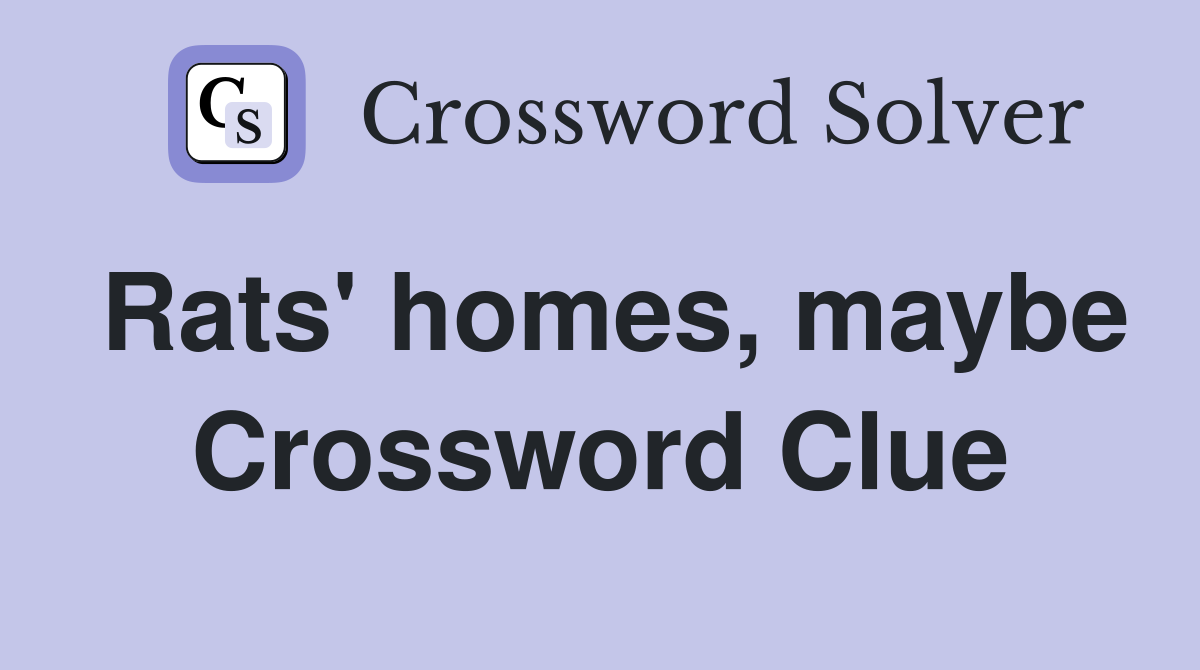 Rats' homes, maybe Crossword Clue