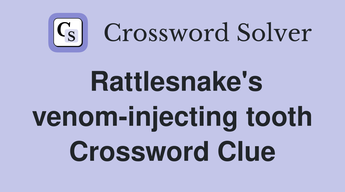 Rattlesnake's venom-injecting tooth Crossword Clue