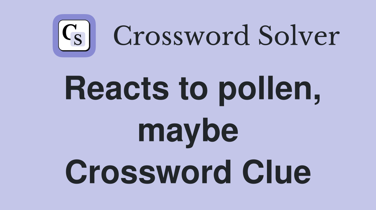 Reacts to pollen, maybe Crossword Clue