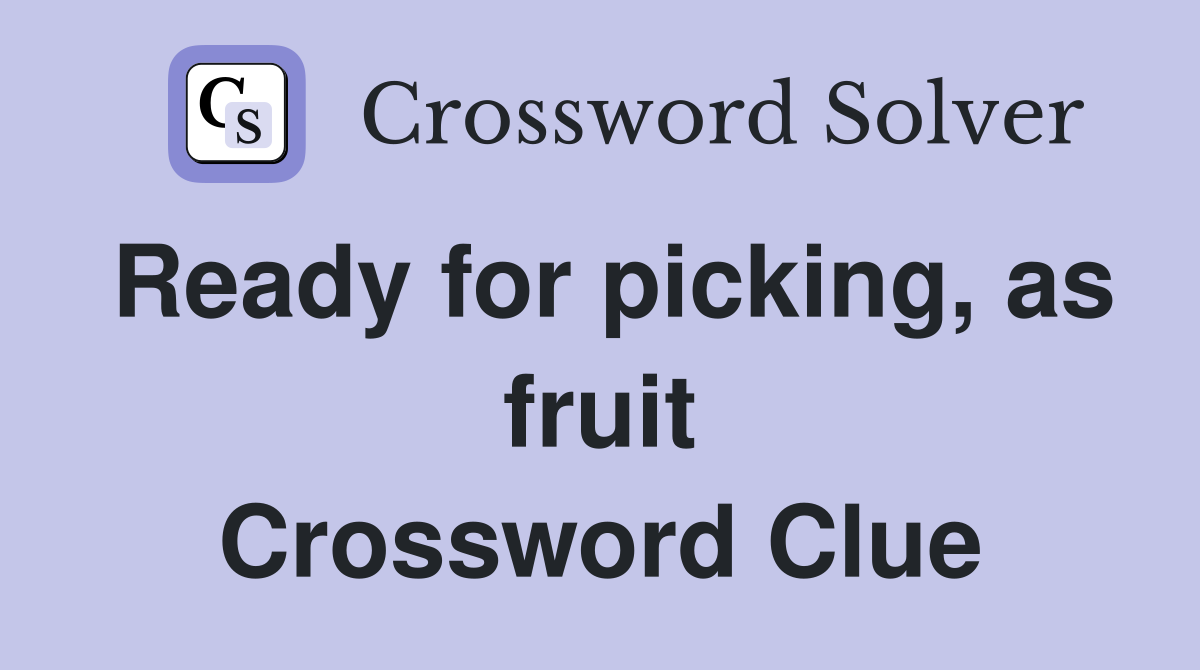 Ready for picking, as fruit Crossword Clue