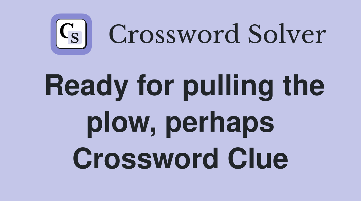 Ready for pulling the plow, perhaps Crossword Clue