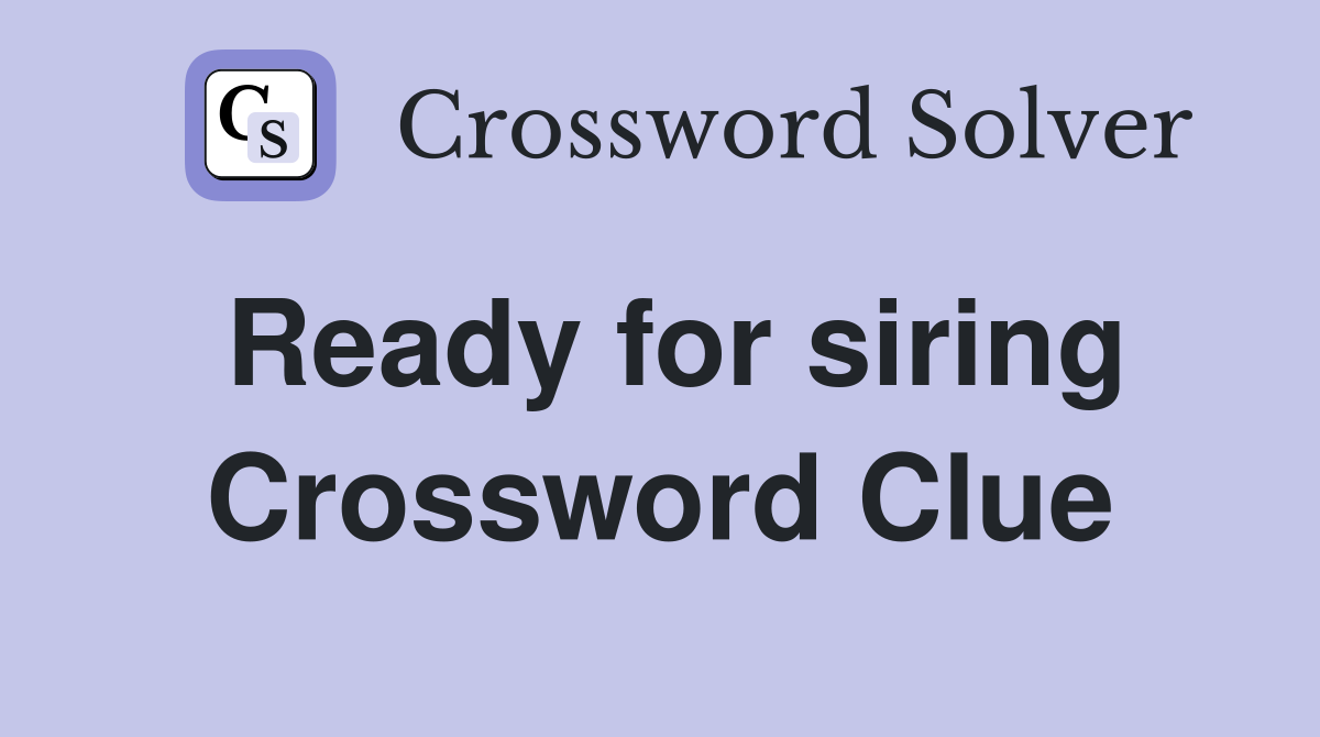Ready for siring Crossword Clue