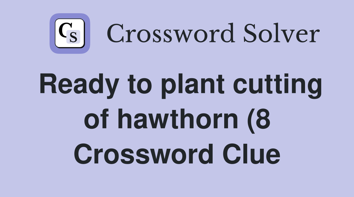 Ready to plant cutting of hawthorn (8) Crossword Clue Answers Ready to plant cutting of hawthorn (8) Crossword Clue Answers