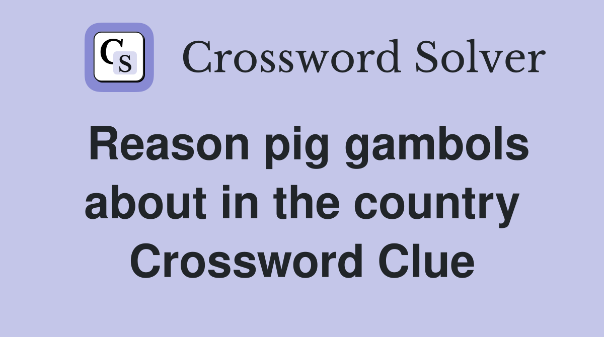 Reason pig gambols about in the country Crossword Clue