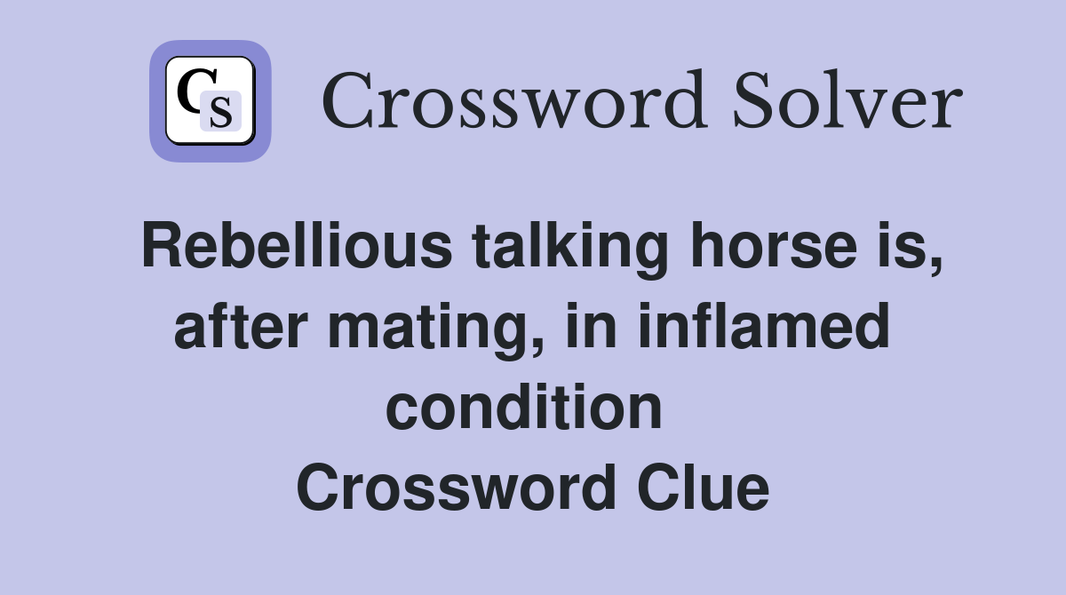 Rebellious talking horse is, after mating, in inflamed condition  Crossword Clue