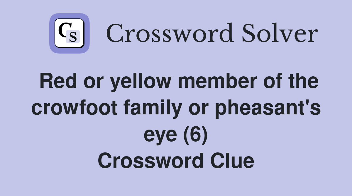 Red or yellow member of the crowfoot family or pheasant's eye (6) Crossword Clue
