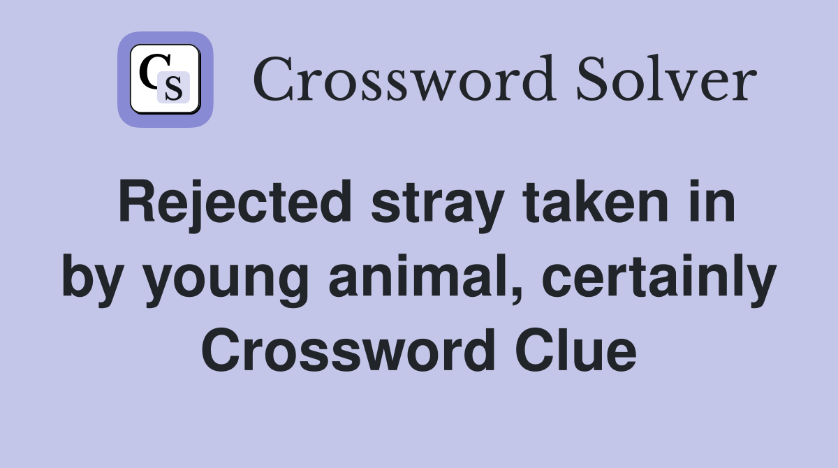 Rejected stray taken in by young animal, certainly Crossword Clue