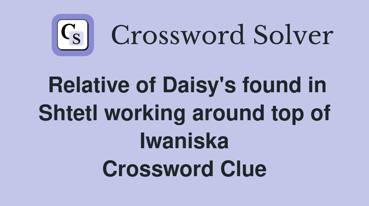 Relative of Daisy's found in Shtetl working around top of Iwaniska Crossword Clue