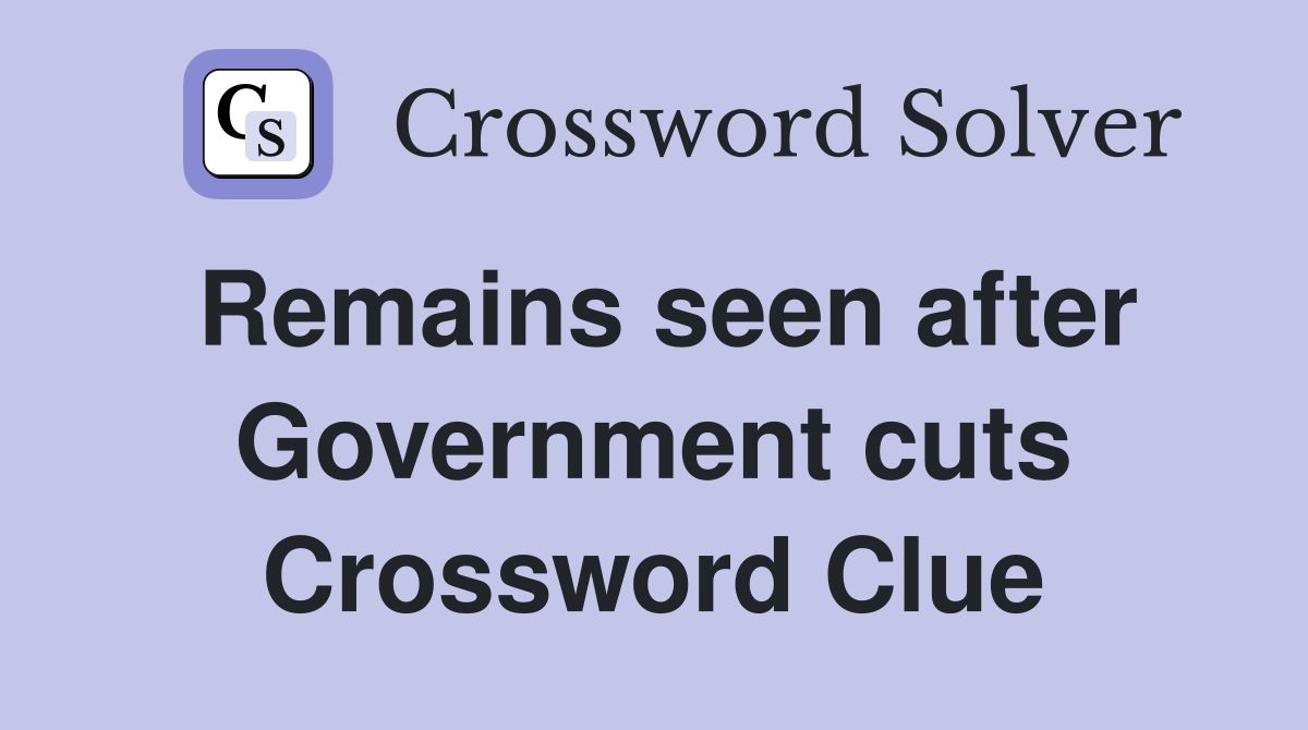 Remains seen after Government cuts Crossword Clue
